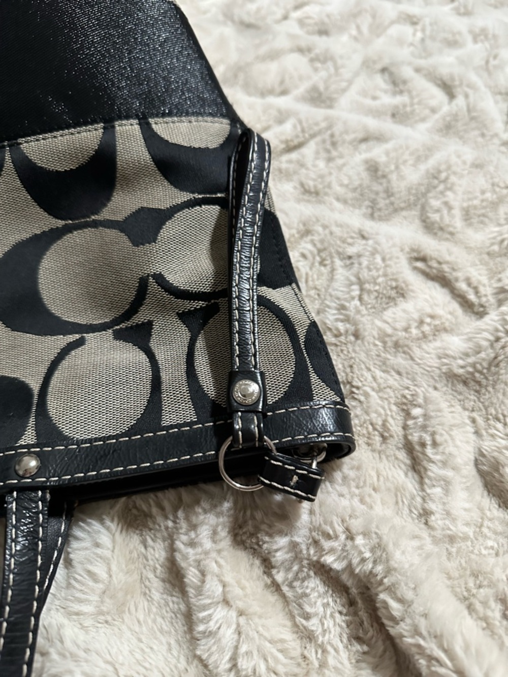 Coach Black and Tan Signature Canvas Tote - Picture 10 of 12